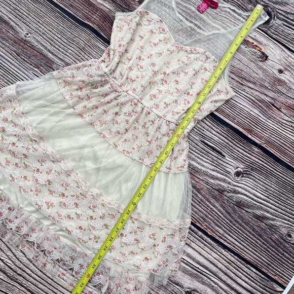 🥑2/$29~Juniors' UP Ultra Pink Floral Lace Dress~Medium - Picture 12 of 14